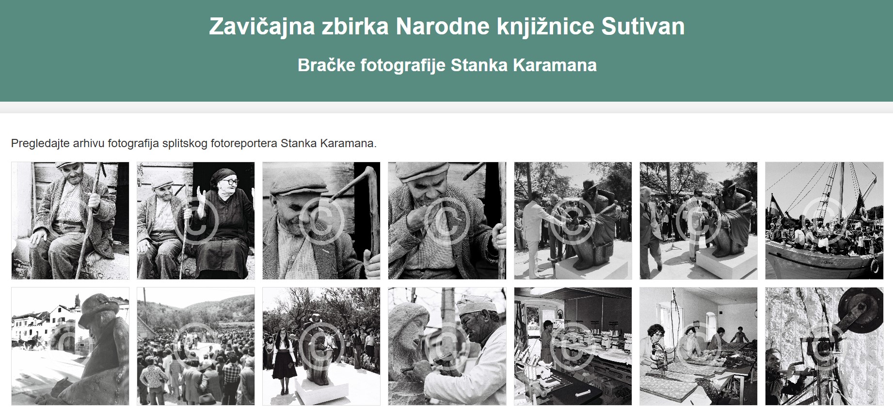 Galerija dokumentarnih fotografija otoka Brača Stanka Karamana - Narodna knjižnica Sutivan